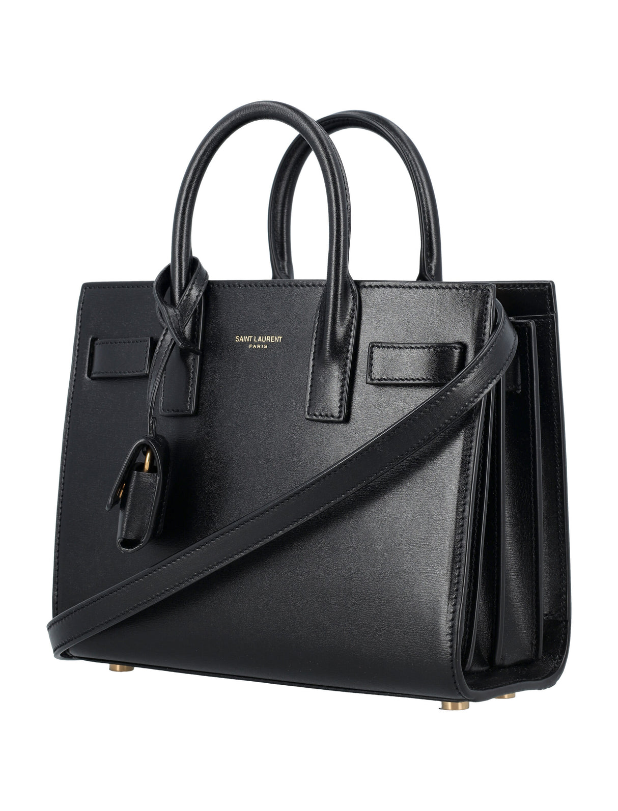 SAINT LAURENT Elegant Mini Leather Handbag with Accordion Sides and Detachable Strap