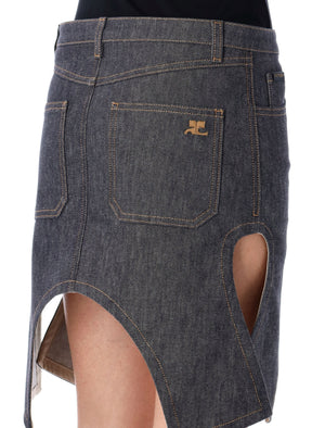 COURREGÈS Reversed Mini Denim Skirt - Size 26