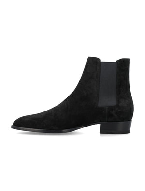 SAINT LAURENT Luxury Suede Chelsea Boots with 30mm Heel