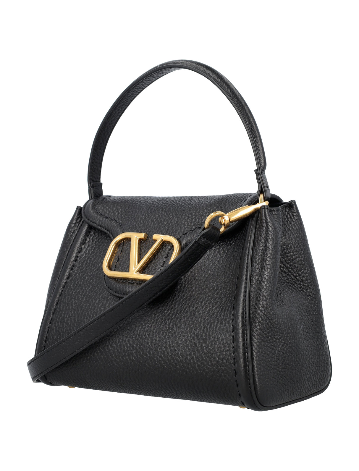 VALENTINO GARAVANI Elegant Mini Top Handle Handbag with Gold-Tone Details - 18x23x11.5 cm