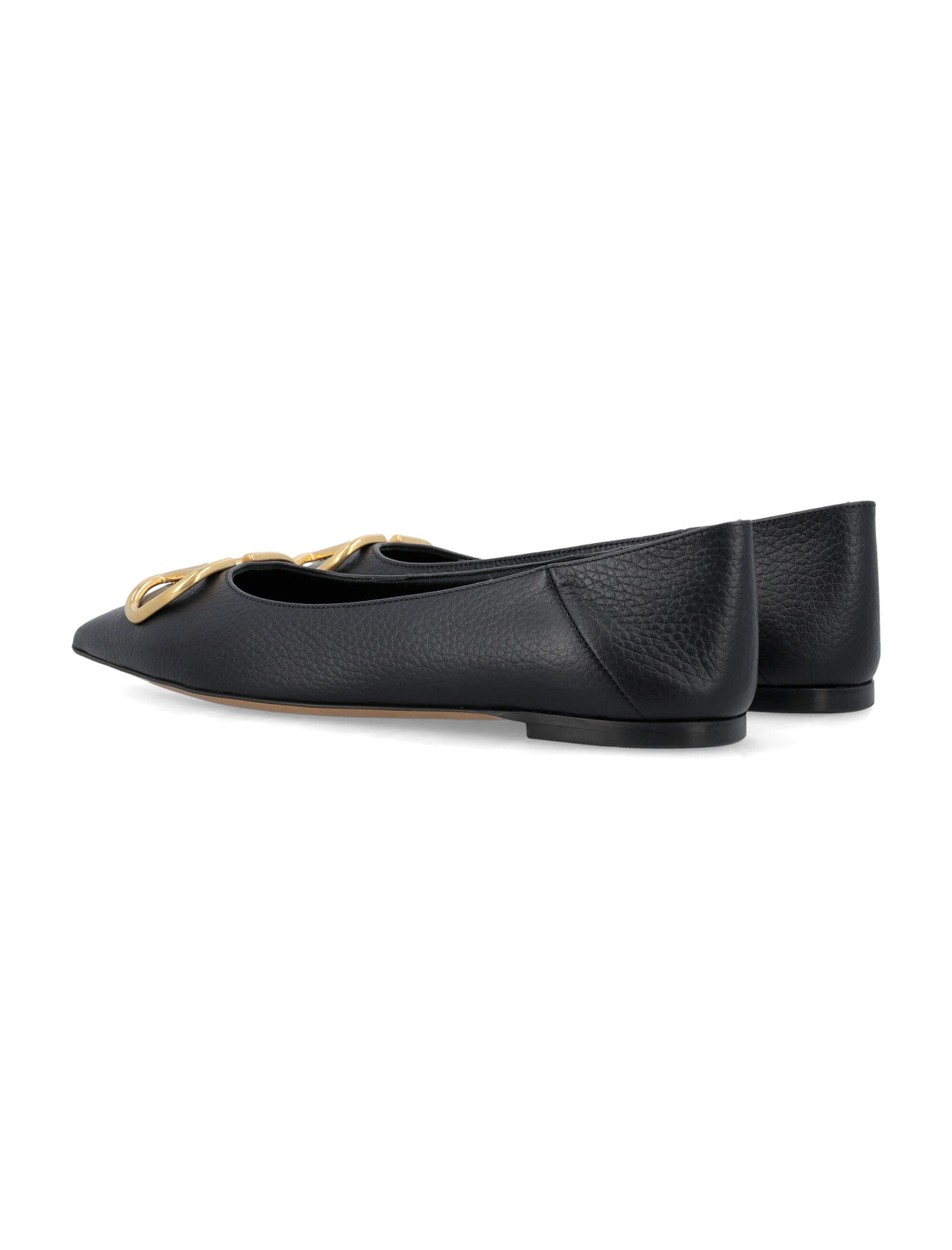 VALENTINO GARAVANI Signature VLOGO Leather Pointed Ballerinas