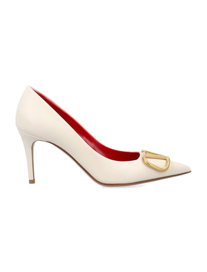 VALENTINO GARAVANI Chic Pointed-Toe Kitten Heel Pumps with V-Logo Detail - 3 Inch Heel