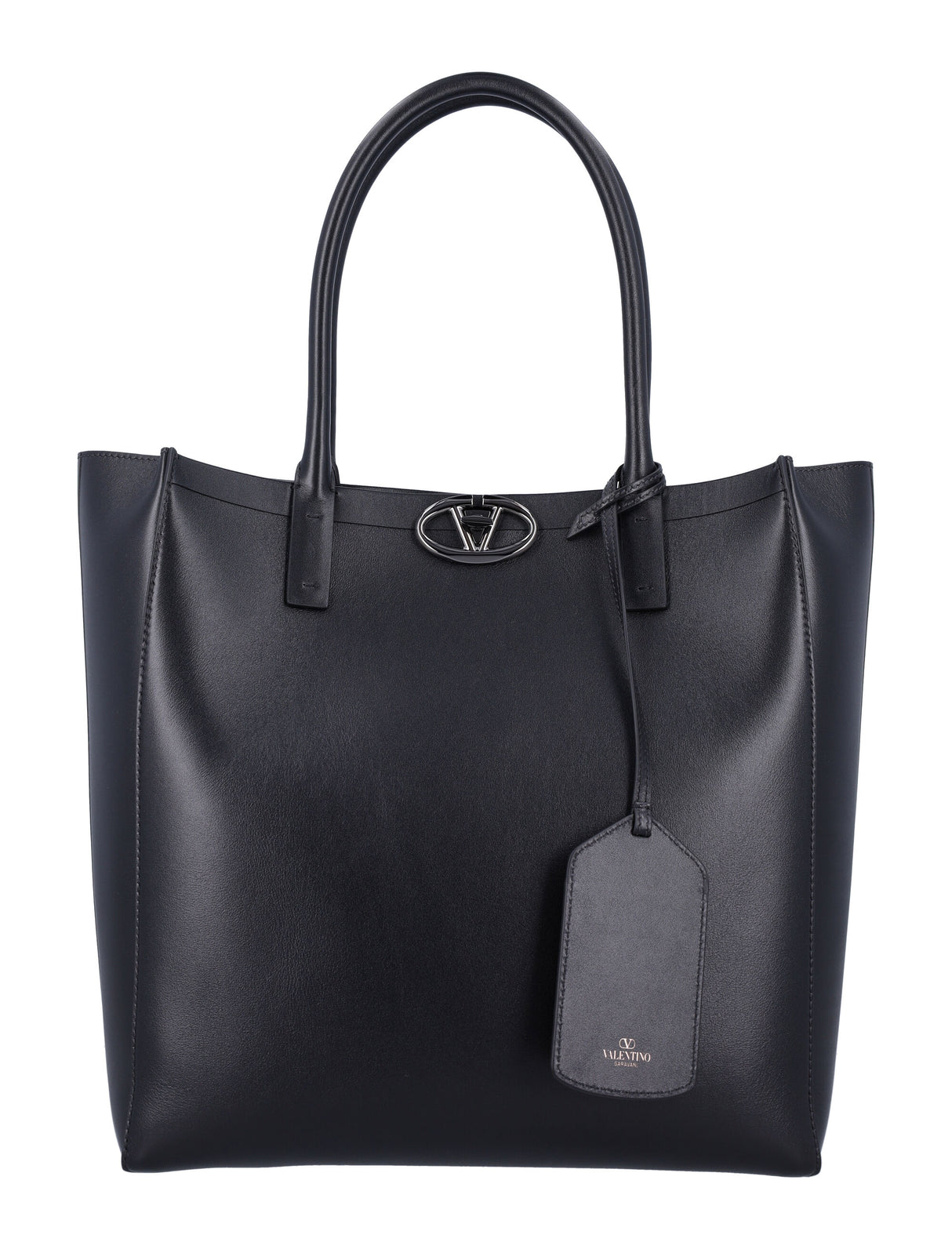 VALENTINO GARAVANI V-LOGO Medium Leather Tote Handbag