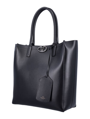 VALENTINO GARAVANI V-LOGO Medium Leather Tote Handbag