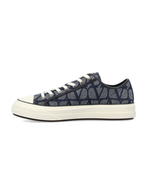 VALENTINO GARAVANI Iconic Denim Canvas Sneakers with Monogram