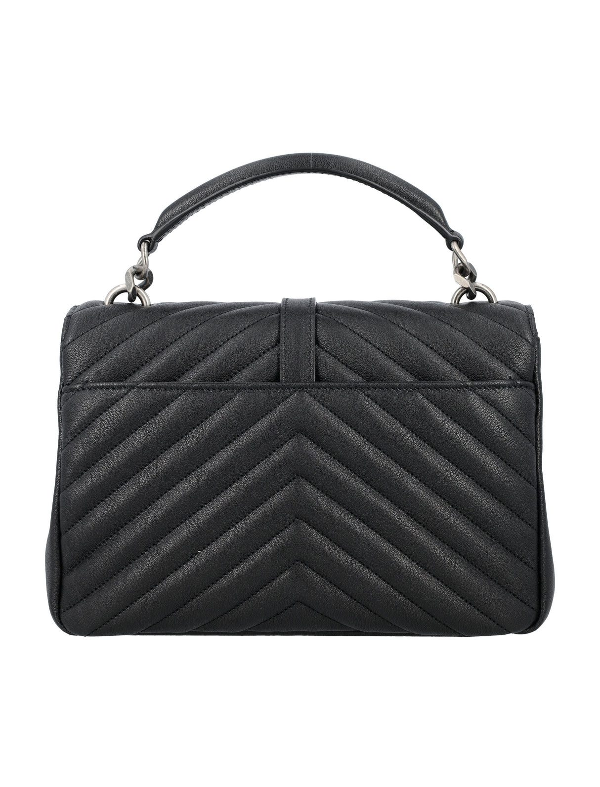 SAINT LAURENT Elegant Mini Black Leather College Handbag