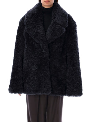 Navy Eco Fur Short Jacket for Women in FW24 by Stella McCartney