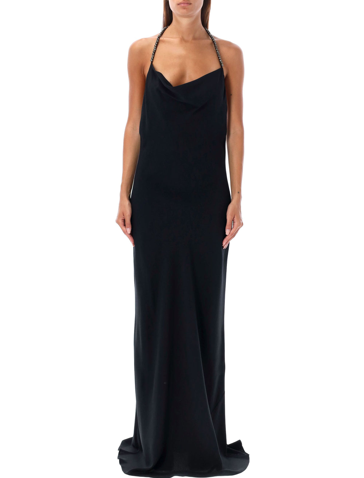 STELLA MCCARTNEY Elegant Crystal Straps Floor-Length Dress