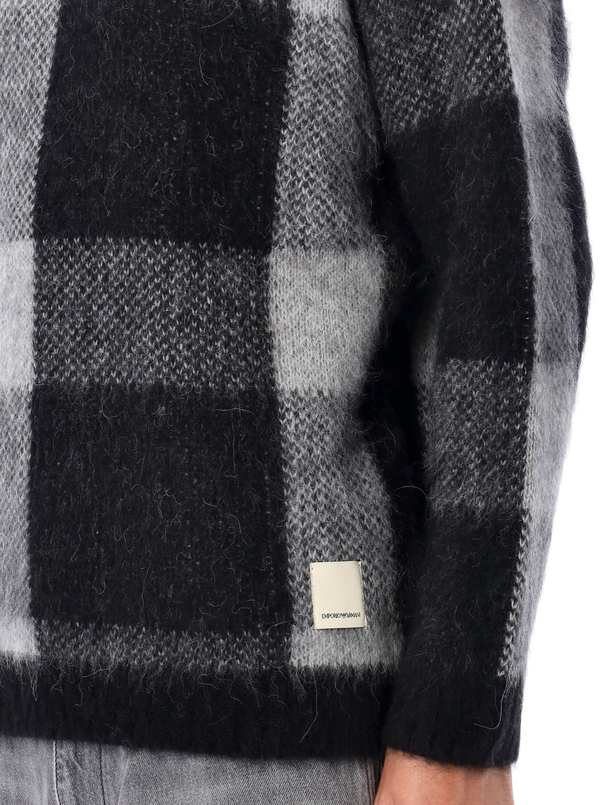 EMPORIO ARMANI Plaid Alpaca Sweater for Men - Relaxed Fit, Size L