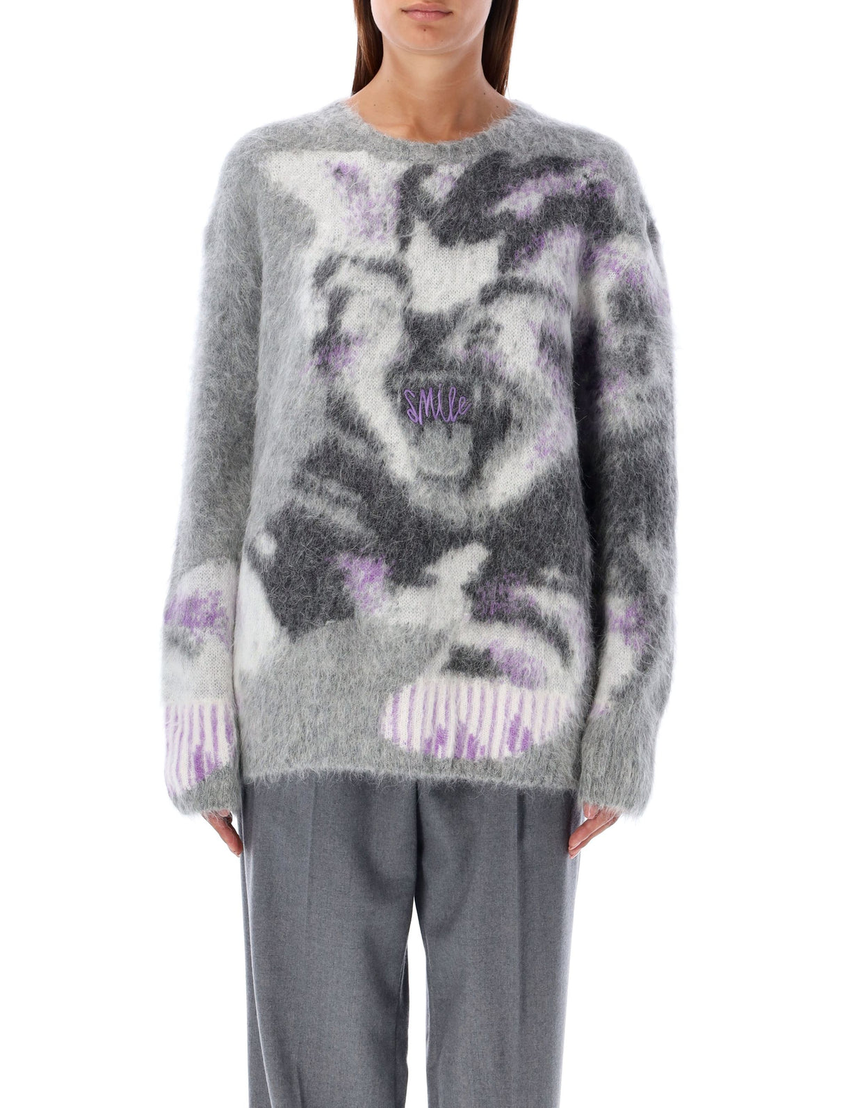 STELLA MCCARTNEY Chic Cat Intarsia Crew Neck Sweater