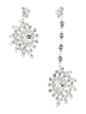 MAGDA BUTRYM Asymmetrical Crystal Scatter Drop Earrings - 12 cm & 6.5 cm