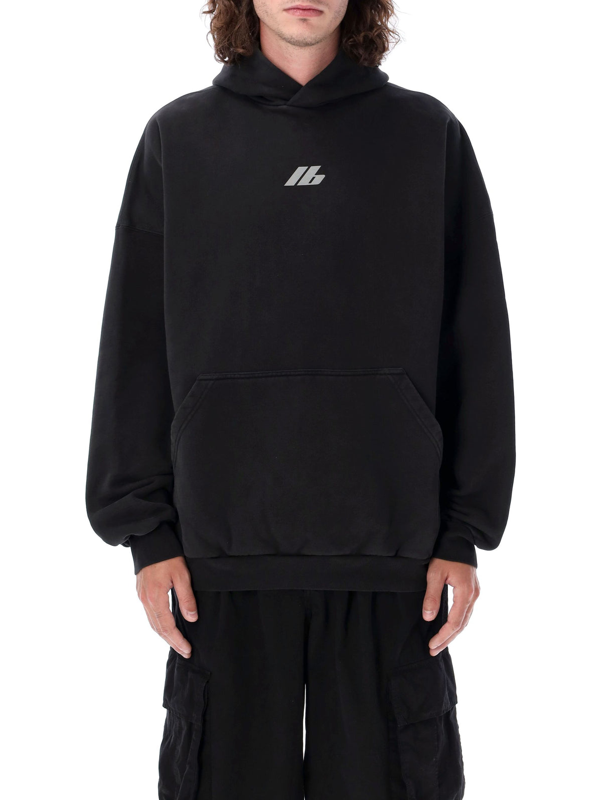 BALENCIAGA Oversized Cotton Hoodie with Reflective Logo