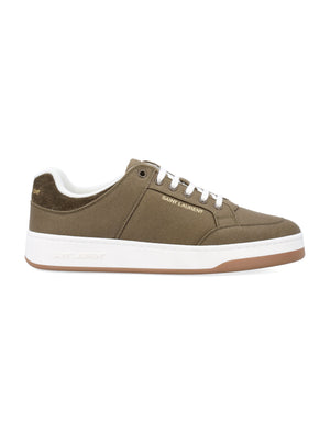 SAINT LAURENT Military Green Canvas Low-Top Sneakers