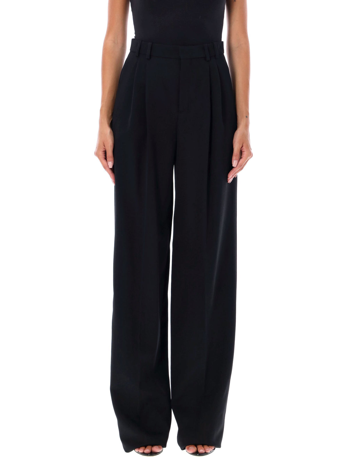 SAINT LAURENT Elegant Wide-Leg Wool Trousers