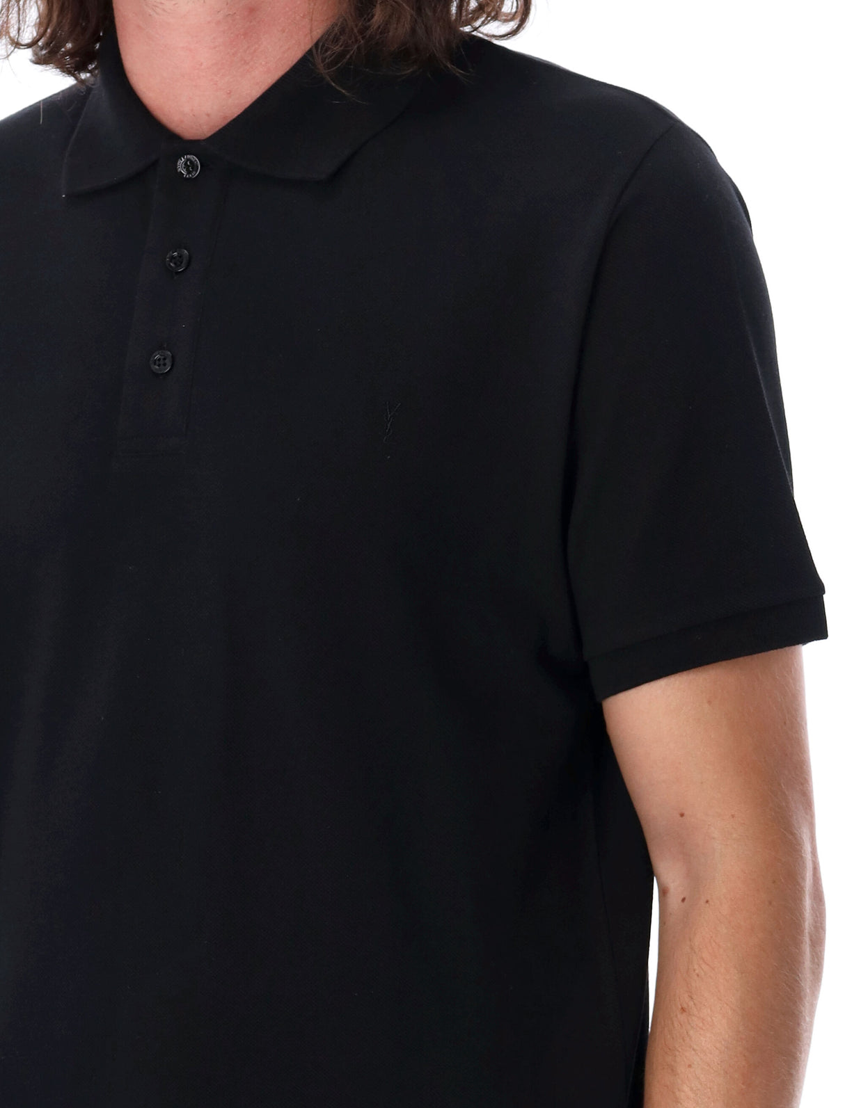 SAINT LAURENT Classic Black Cotton Polo