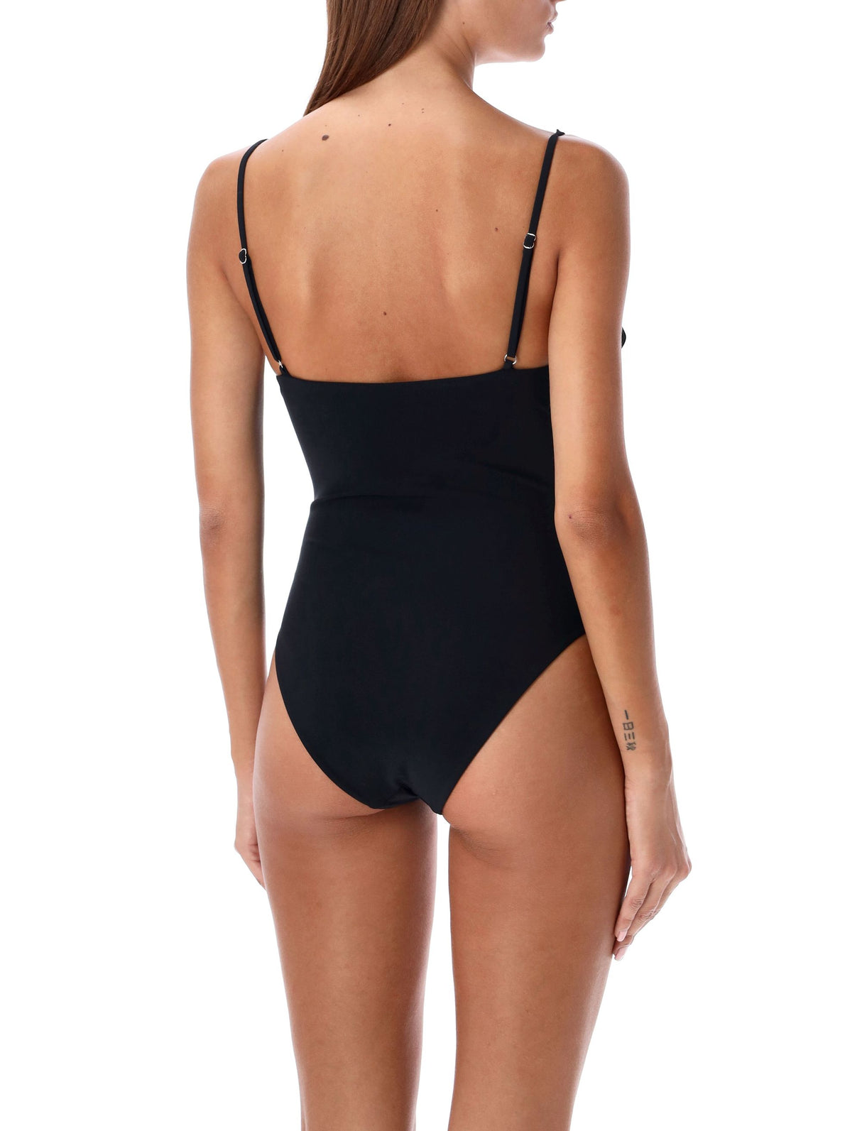 MAGDA BUTRYM Elegant High-Leg One-Piece Swimsuit with Floral Accents