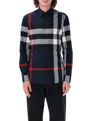 BURBERRY Slim Fit Check Cotton Shirt - Size M