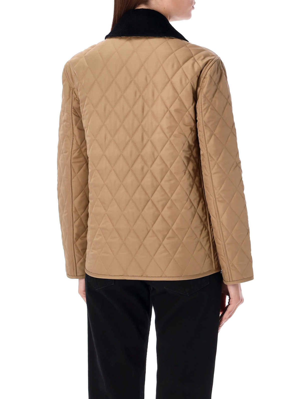 BURBERRY Classic Quilted Jacket with Corduroy Collar