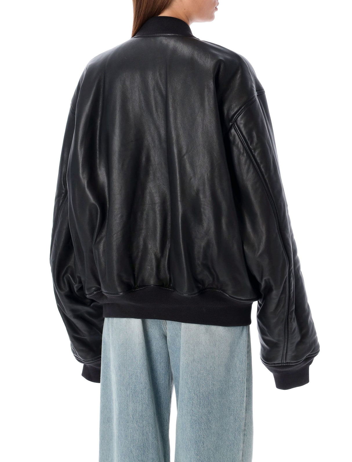 BALENCIAGA Oversized Leather Bomber Jacket XS