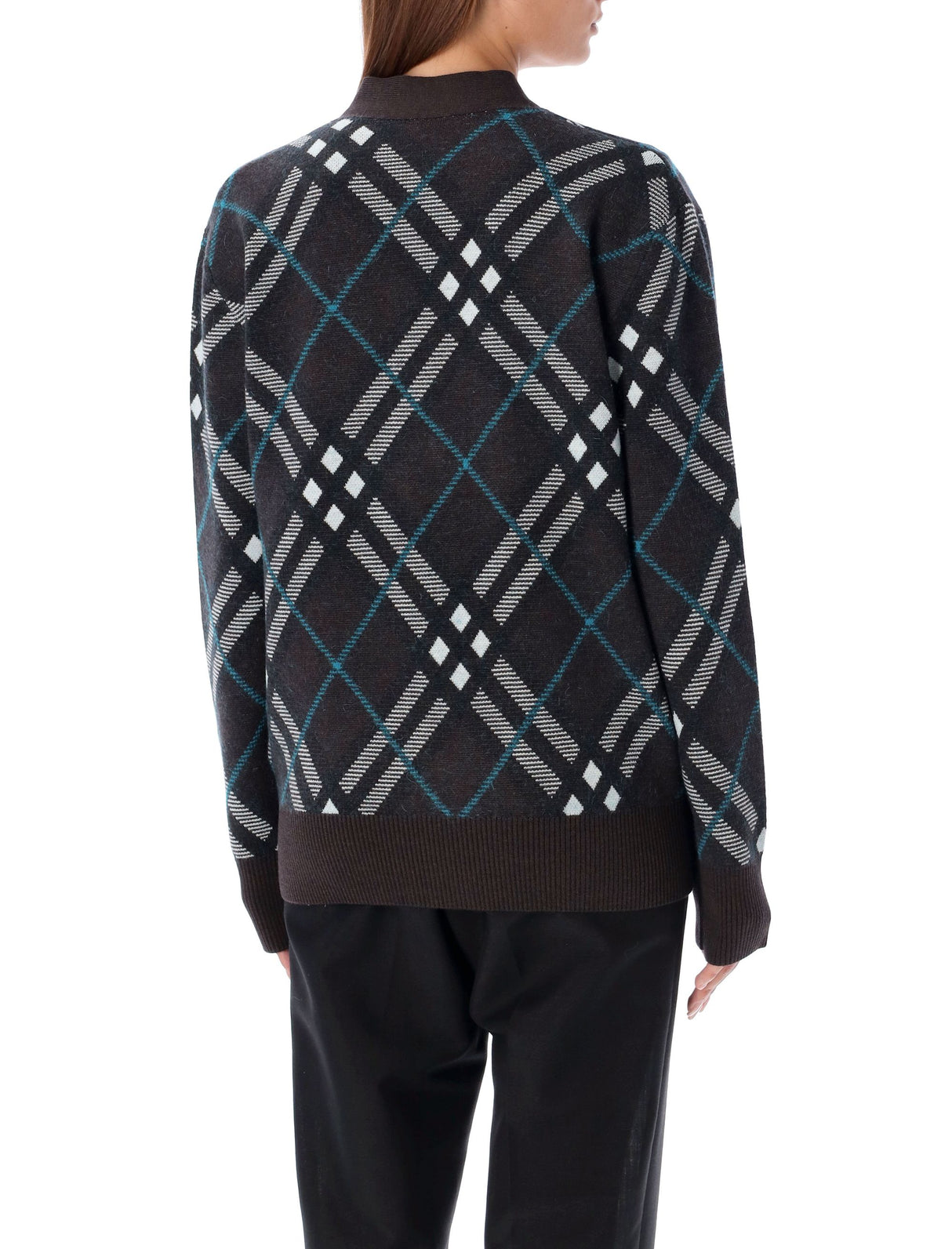 BURBERRY Checkered Design Oversized Cardigan for Women - Size S