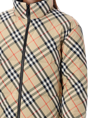 BURBERRY Reversible Checkered Design Down Jacket - Women's Small