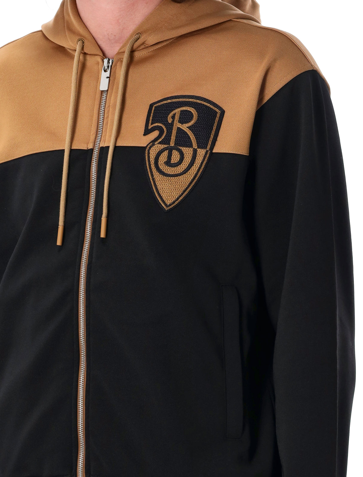 BURBERRY Men's Zip Hoodie with Drawstring Hood - Loose Fit