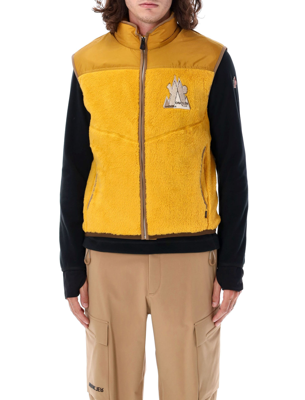 MONCLER GRENOBLE High-Collar Fleece & Nylon Sleeveless Vest