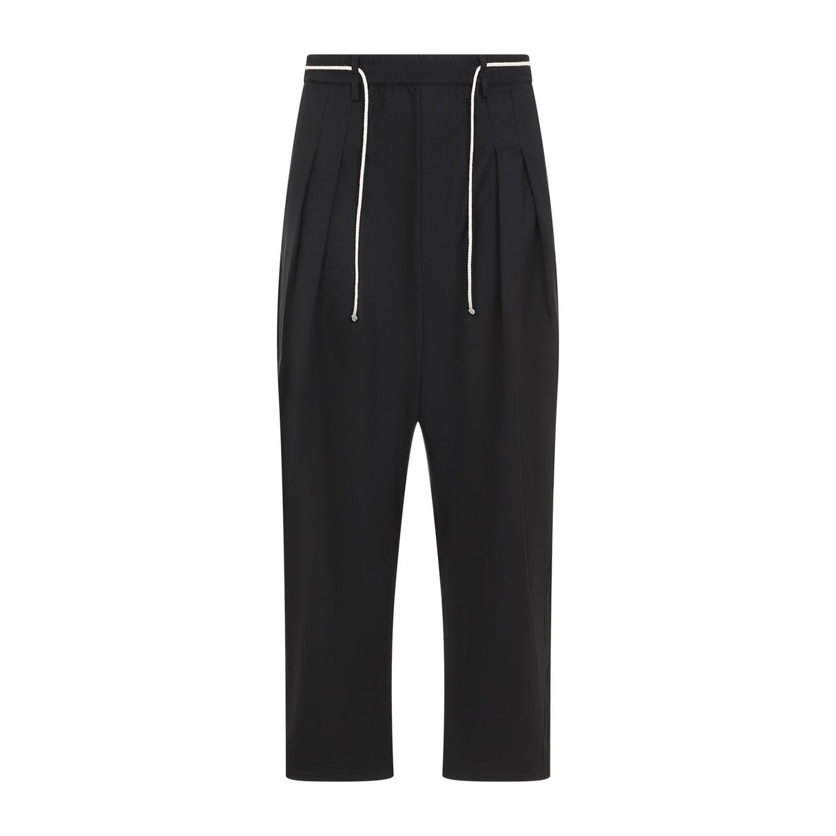 MORDECAI Pleated Drawstring Structured Wool Trousers