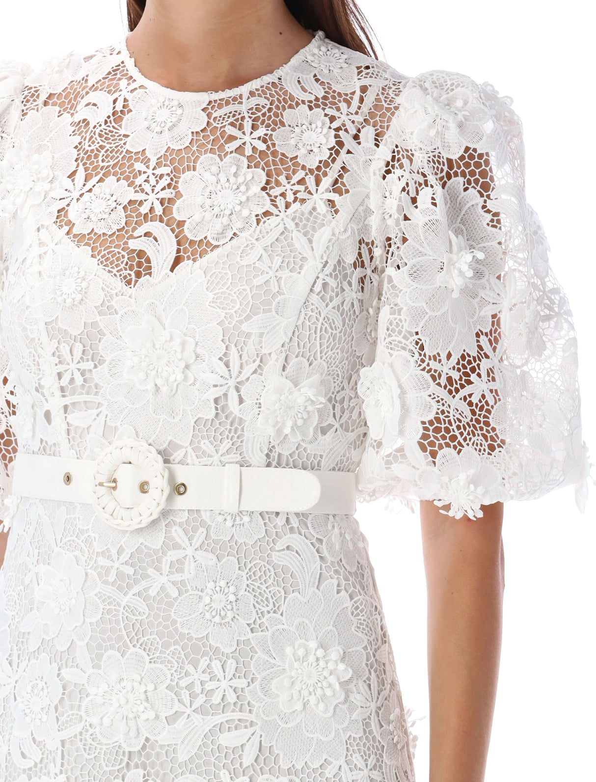 ZIMMERMANN Ivory Lace Flower Wedding Dress for Women