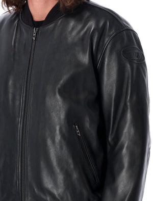 DIESEL Men's Relaxed Fit Leather Bomber Jacket - Size 50