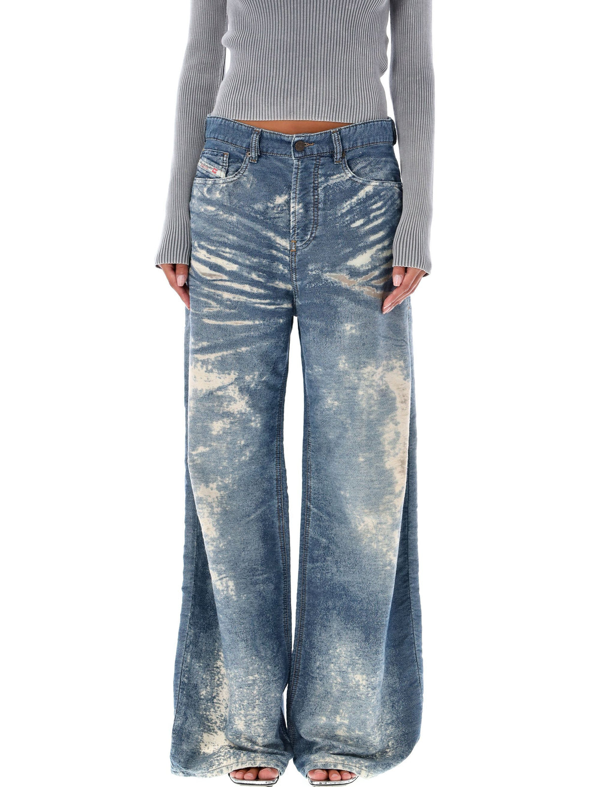 DIESEL High-Rise Wide-Leg Distressed Jeans (Size 26)