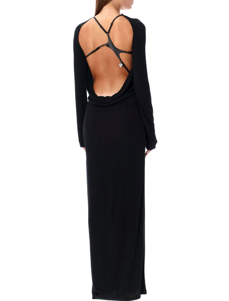 ACNE STUDIOS Ribbed Long Dress with Open Back Design - Size S