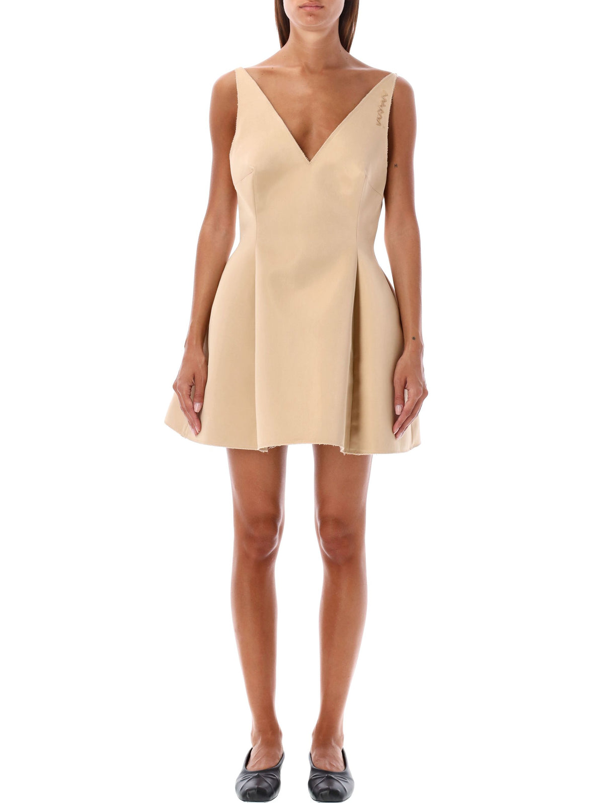 MARNI Stylish Mini Baby Doll Dress with Plunging V-Neckline