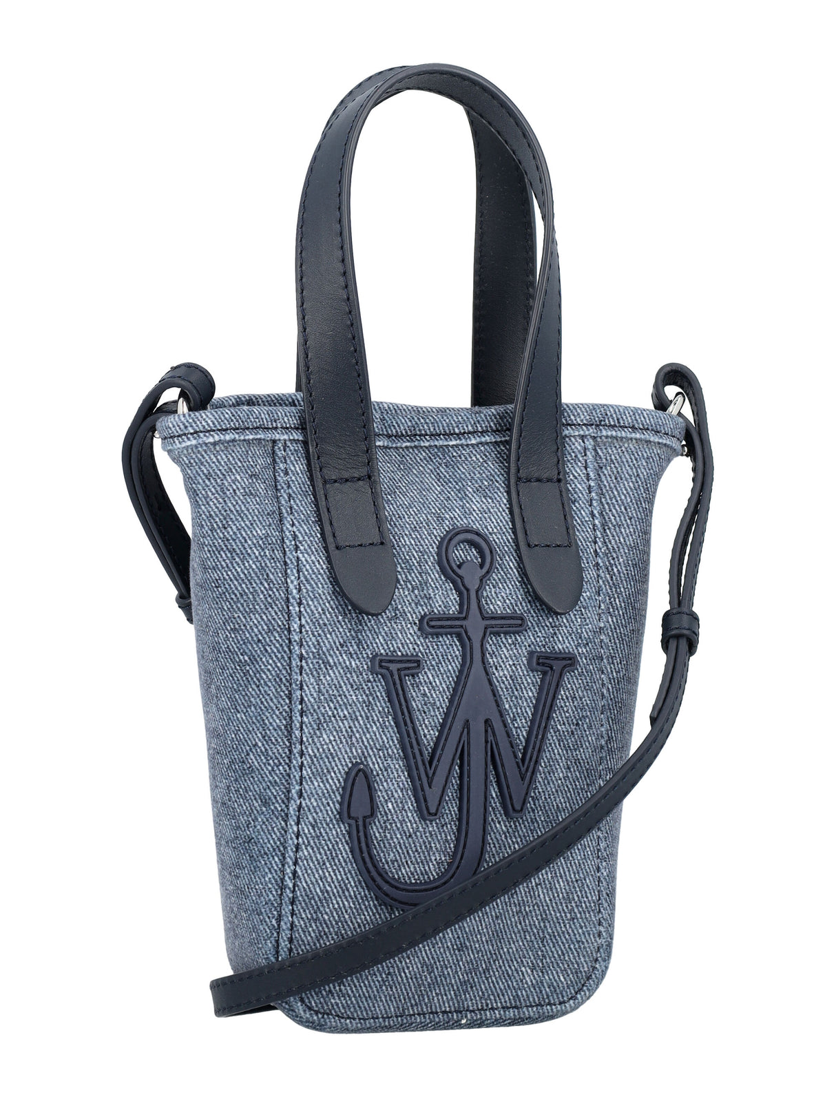 JW ANDERSON Compact Denim Mini Tote with Leather Accents - 18x13x5 cm