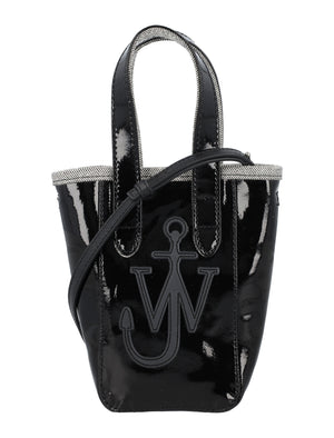 JW ANDERSON Mini Belt Tote Handbag in Glossy Black (18.5cm x 15cm x 5cm)