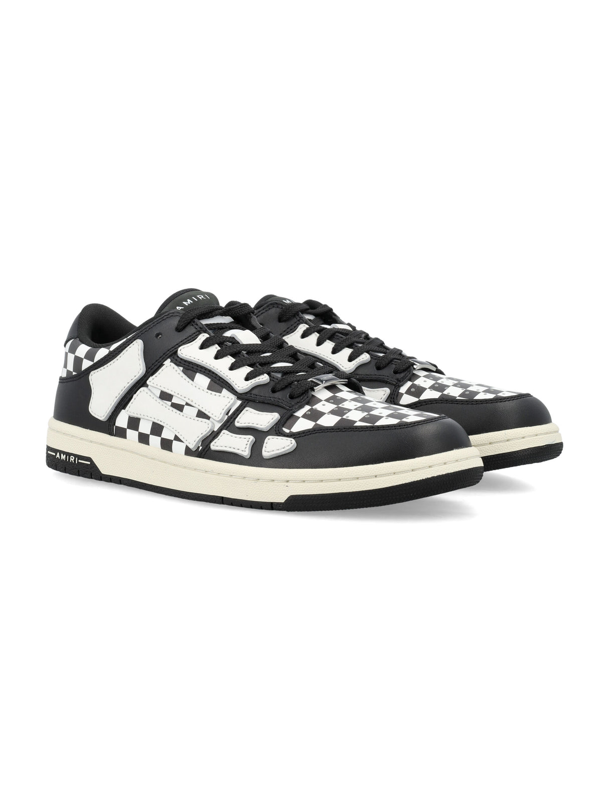 AMIRI Black Checkered Leather Low Top Sneakers for Men