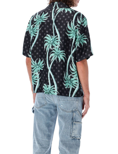 AMIRI Tropical Palm Tree Silk Bowling Shirt