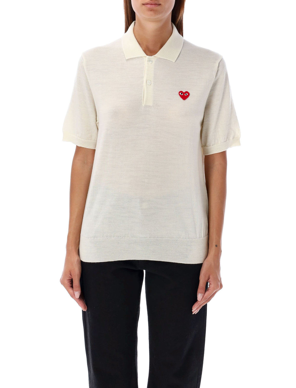 COMME DES GARÇONS PLAY Classic Knit Polo with Iconic Heart Detail