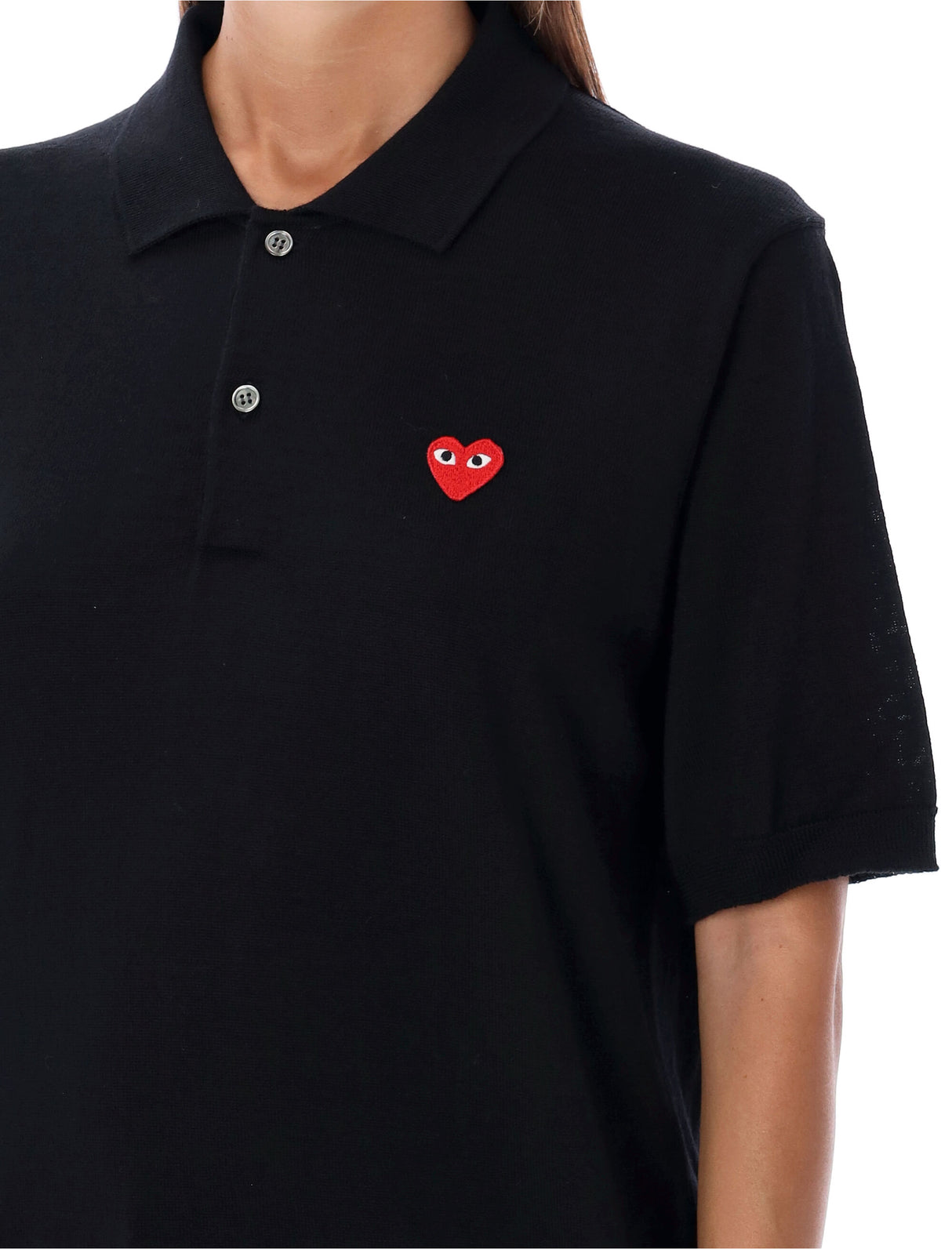 COMME DES GARÇONS PLAY Red Heart Knit Polo Shirt - Short Sleeves