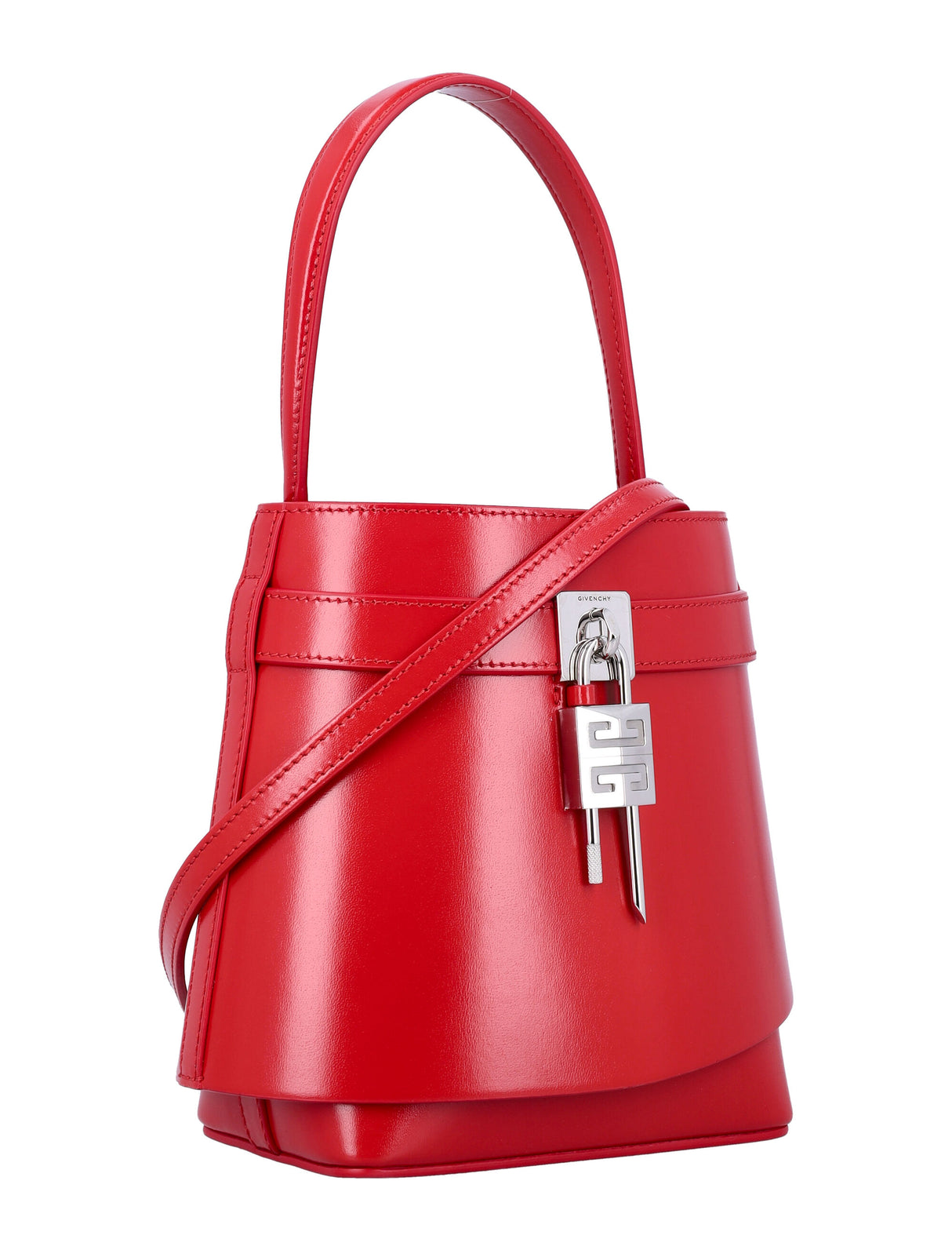 GIVENCHY Mini Leather Bucket Handbag with Signature Lock Detail