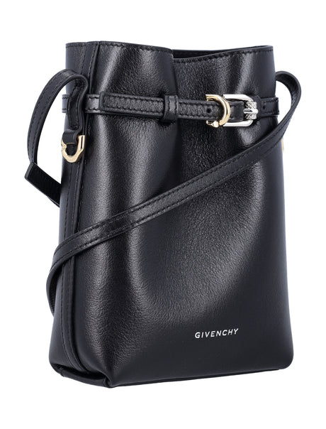 GIVENCHY Elegant Mini Crossbody Bucket Bag with Gold Accents - 18x15x4 cm