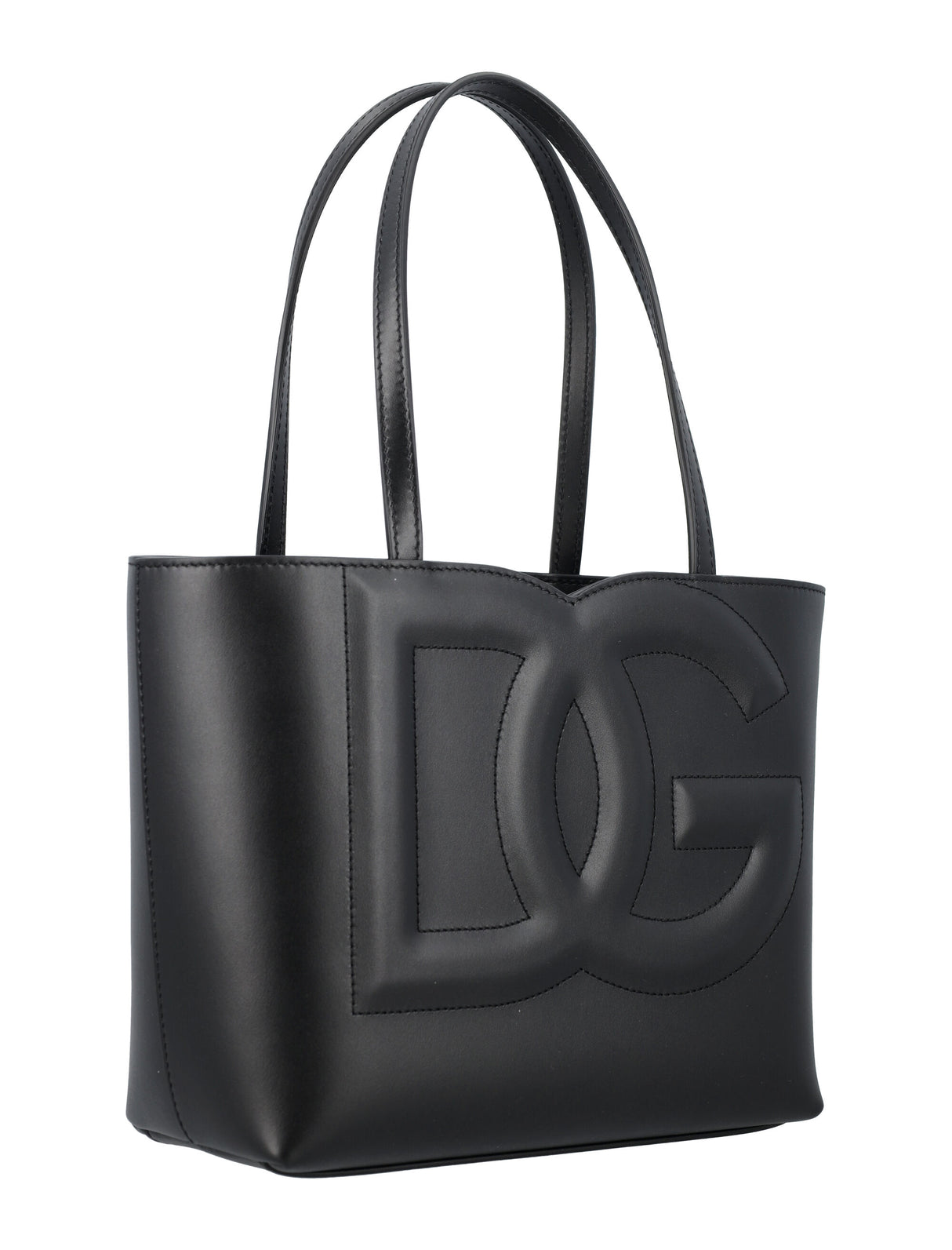 DOLCE & GABBANA Quilted Mini Leather Tote with Calfskin Handles - Black