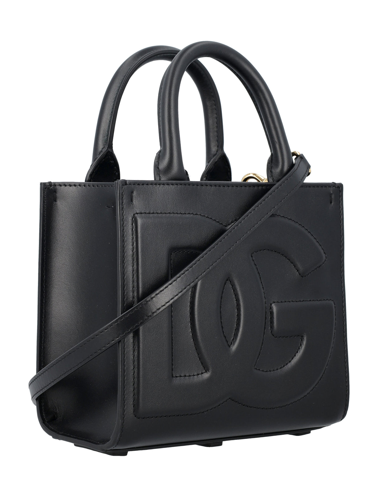 DOLCE & GABBANA Mini Black Calfskin Leather Tote with 3D DG Logo - 6.5"H x 6.9"L x 3.1"W