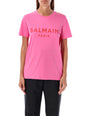 BALMAIN Parisian Chic Flocked T-Shirt with Gold Coin Accents