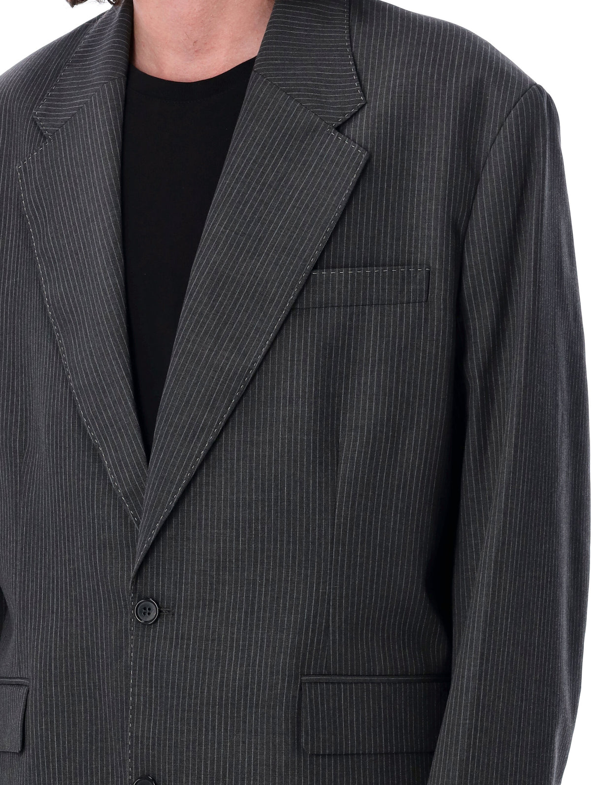 ACNE STUDIOS Pinstripe Oversized Monobreast Blazer