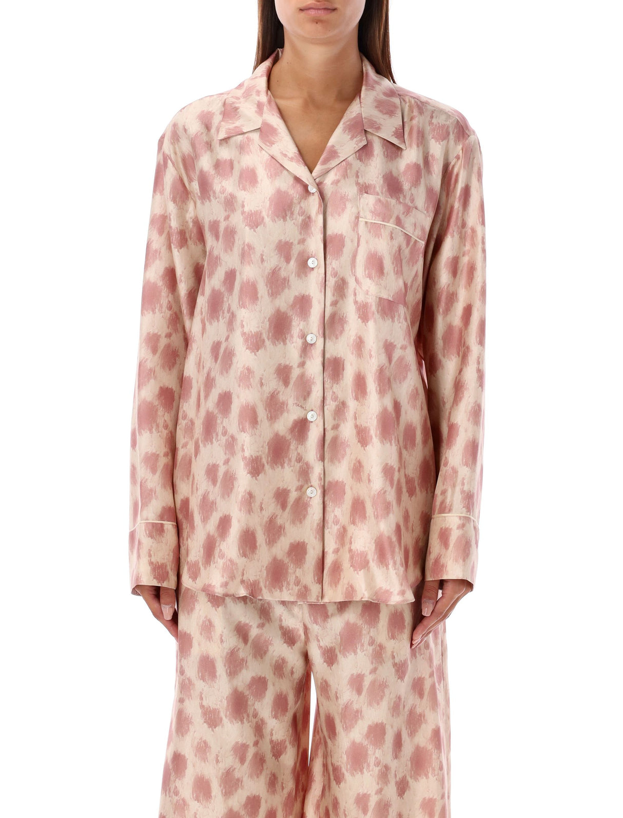 MARNI Relaxed Fit Pajama Shirt in Pink Abstract Print - Size 40