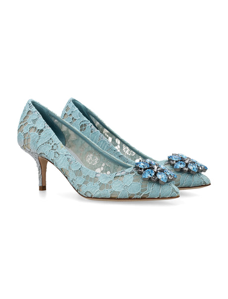 DOLCE & GABBANA Elegant Crystal-Embellished Lace Pumps