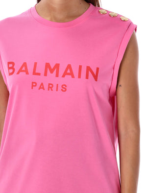 BALMAIN Chic 3-Button Round Neck Tank Top