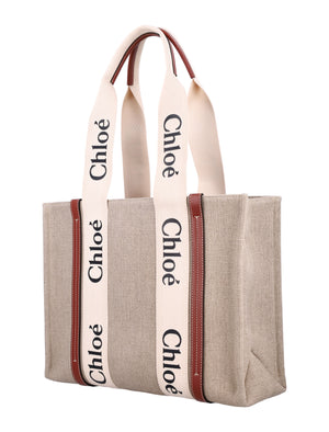 CHLOÉ Linen Tote Handbag - 30CM