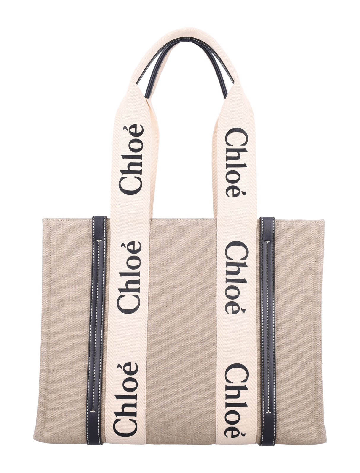 CHLOÉ Linen Woody Tote Handbag - 30CM Height